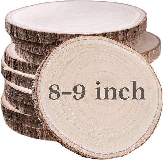 10 Pcs Natural Paulownia Wood Slices 8-9 Inches,Wood Slices for Centerpieces Table Decorations,Unfinished Rounds for Craft...