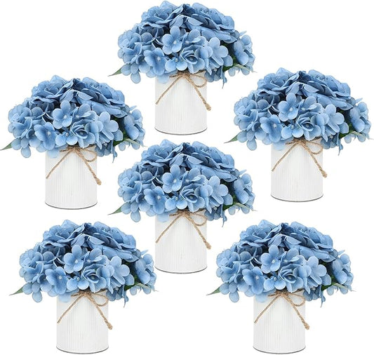 DIYDOFUN Flower Table Centerpieces - Set of 6 Floral Arrangement Artificial Wedding Hydrangeas Floral Arrangement with Rus...